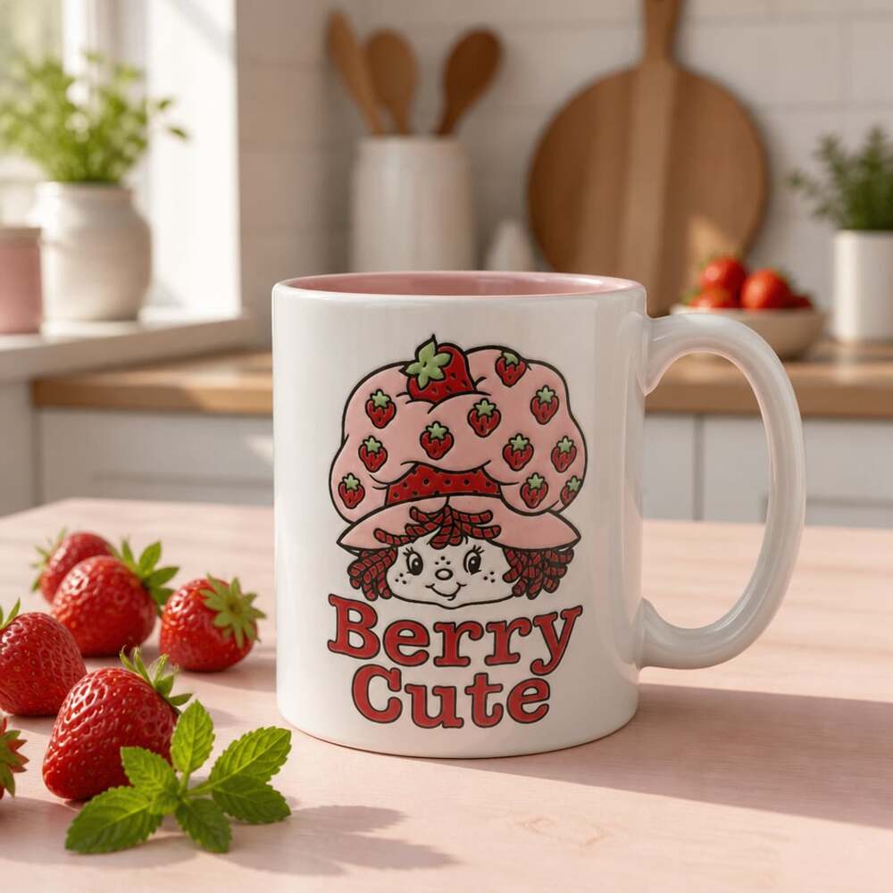 NWOT-Silver Buffalo Strawberry Shortcake Berry Cute 16 oz Ceramic Mug.